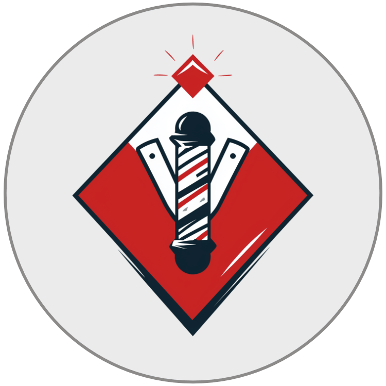 Classic barber pole emblem — men's grooming and barbershop brand